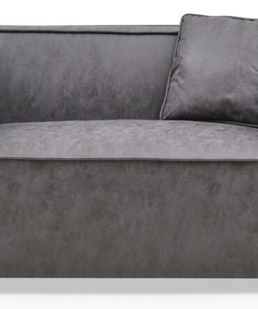Fauteuil large Tissu effet peau Vintage Gris