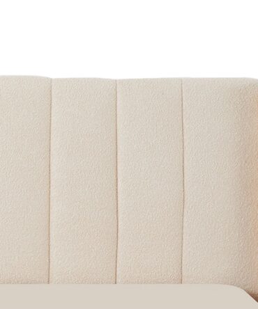 Lit double avec sommier relevable 140x190cm Tissu bouclette Crème