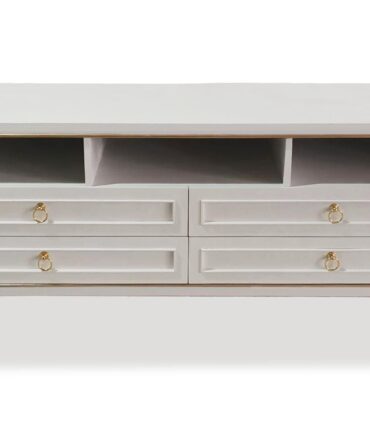 Meuble TV élégant 4 tiroirs Optimus Beige clair et Or