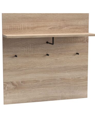 Portemanteau mural avec étagère et 3 patères 80x80cm Bois sonoma