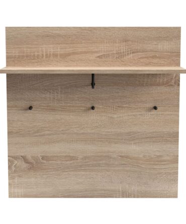 Portemanteau mural avec étagère et 3 patères 80x80cm Bois sonoma