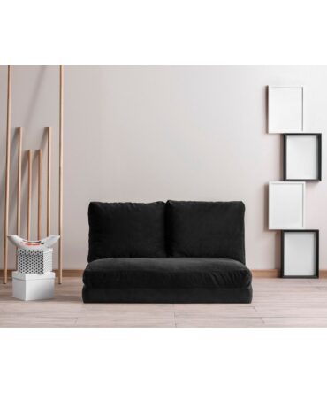 Pouf convertible 2 places Velours Noir