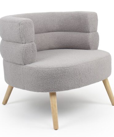 Fauteuil design scandinave arrondi Riviani Tissu bouclette Gris