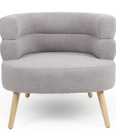 Fauteuil design scandinave arrondi Riviani Tissu bouclette Gris