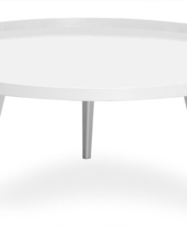 Table basse ronde à rebord 90cm Métal Blanc