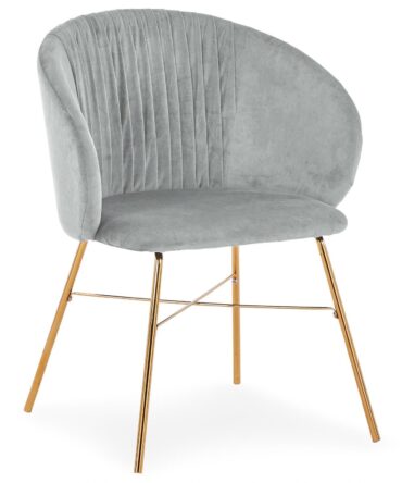Chaise Smart Velours Argent Pieds Or
