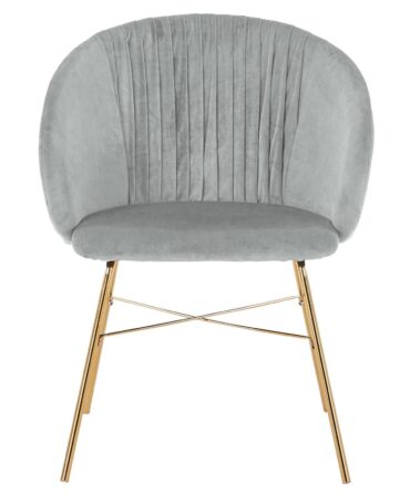 Chaise Smart Velours Argent Pieds Or