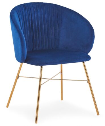 Chaise Smart Velours Bleu Pieds Or