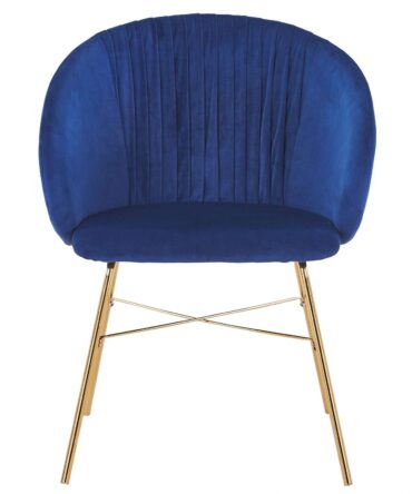 Chaise Smart Velours Bleu Pieds Or