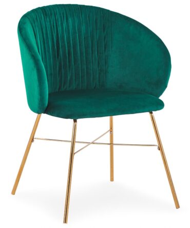Chaise Smart Velours Vert Pieds Or