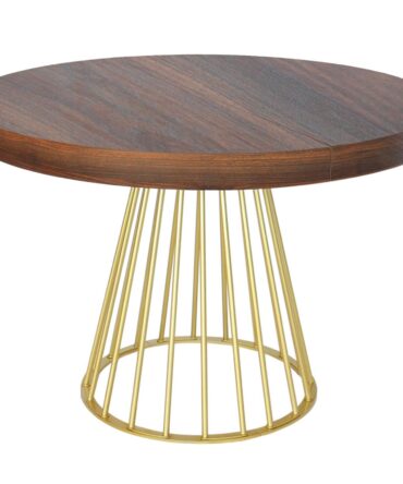 Table ronde extensible Soare Bois Noisette pieds Or