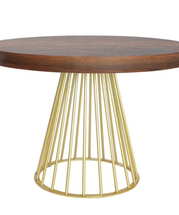 Table ronde extensible Soare Bois Noisette pieds Or