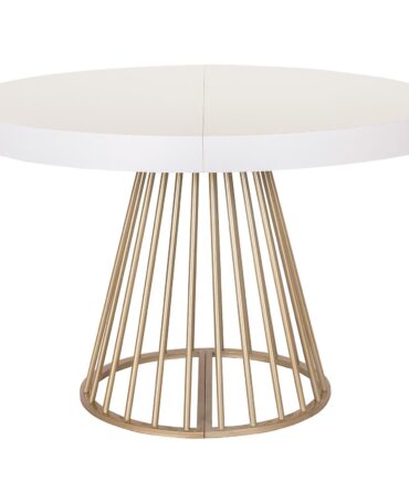 Table ronde extensible Blanc pieds Or
