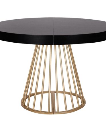 Table ronde extensible Noir pieds Or