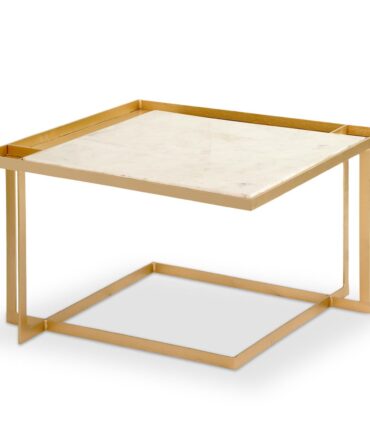 Table basse carrée Marbre et Métal Or