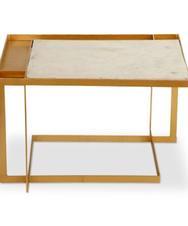 Table basse carrée Marbre et Métal Or
