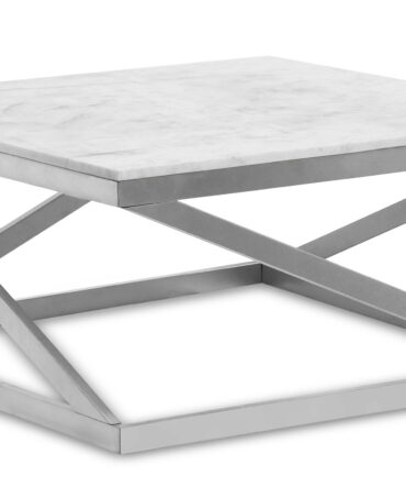 Table basse Paliano Marbre Blanc et pieds Argent