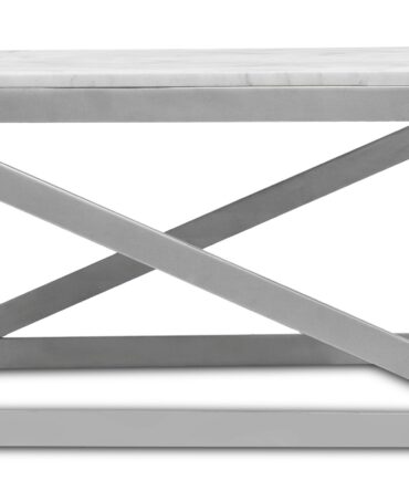 Table basse Paliano Marbre Blanc et pieds Argent