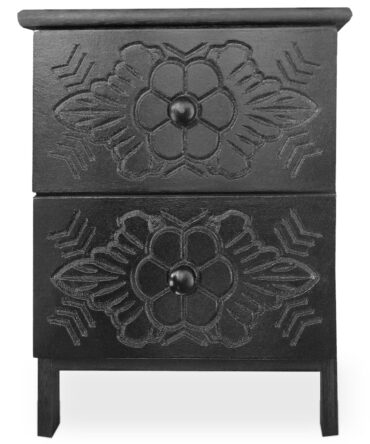 Table de chevet sculptée style marocain L36cm Bois Noir
