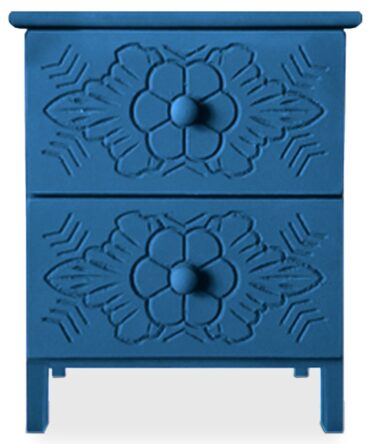 Table de chevet sculptée style marocain L36cm Bois Bleu