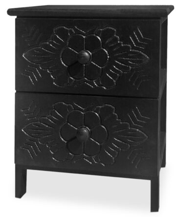 Table de chevet sculptée style marocain L36cm Bois Noir