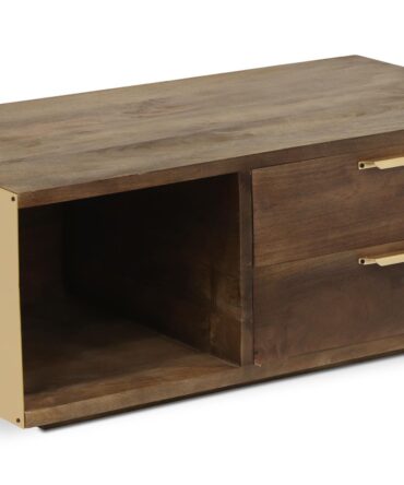 Table basse Bois et Métal Or