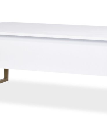 Table basse moderne Valmain 60x90cm Blanc et Métal Or